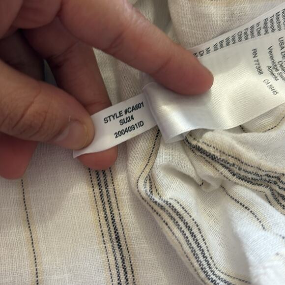 J.Crew Womens 2 Camp Collar Shirt Stripe Featherweight Linen Blend Gold Blouse - Picture 10 of 12